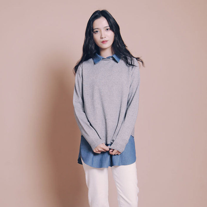 假兩件針織襯衫