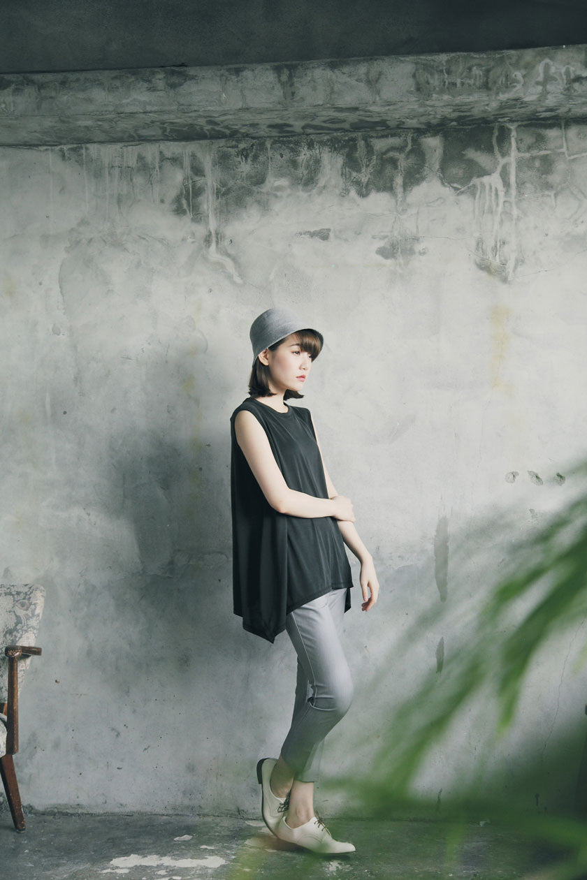 不規則下擺長背心(兩色)