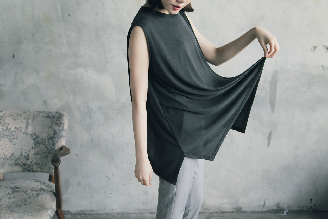 不規則下擺長背心(兩色)