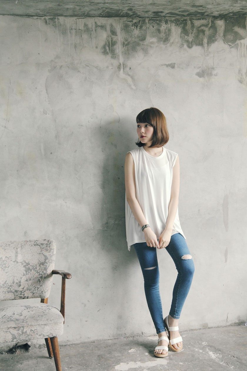 不規則下擺長背心(兩色)