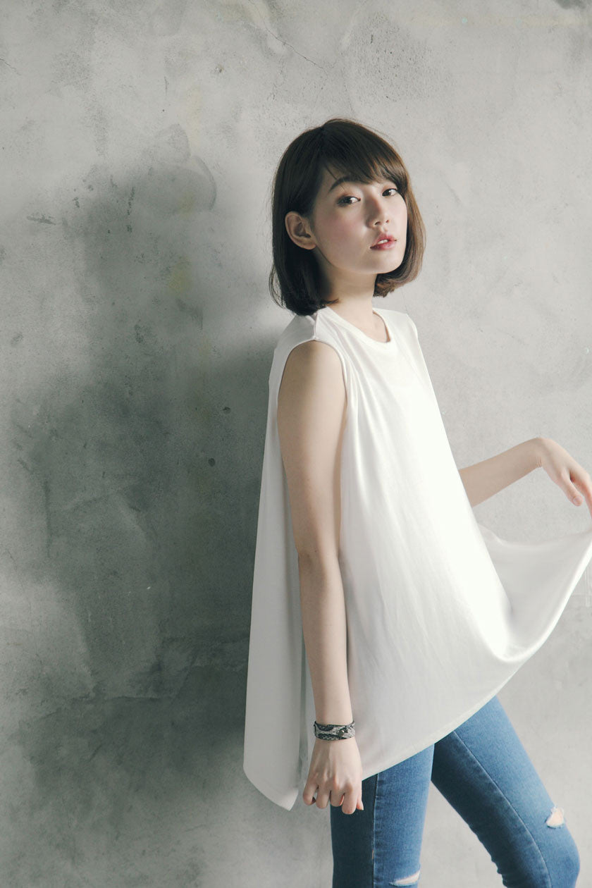 不規則下擺長背心(兩色)