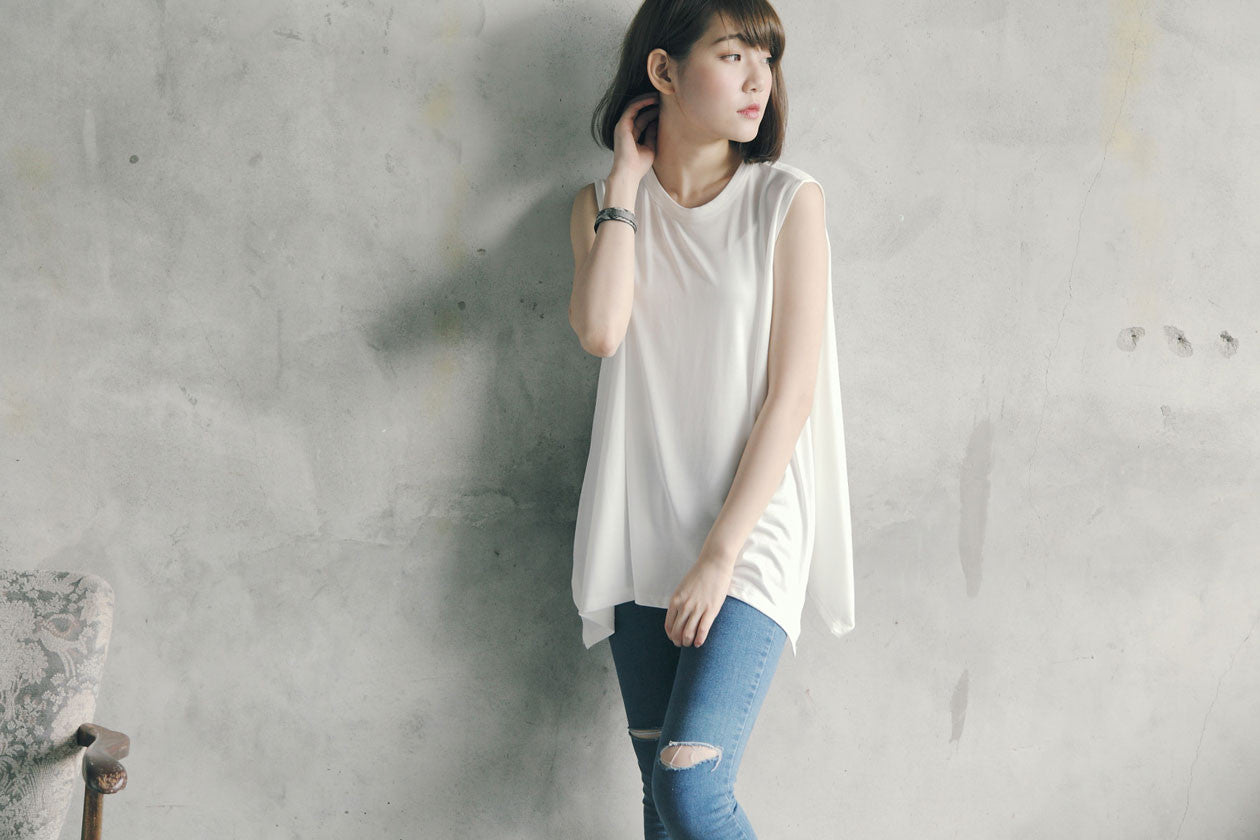 不規則下擺長背心(兩色)