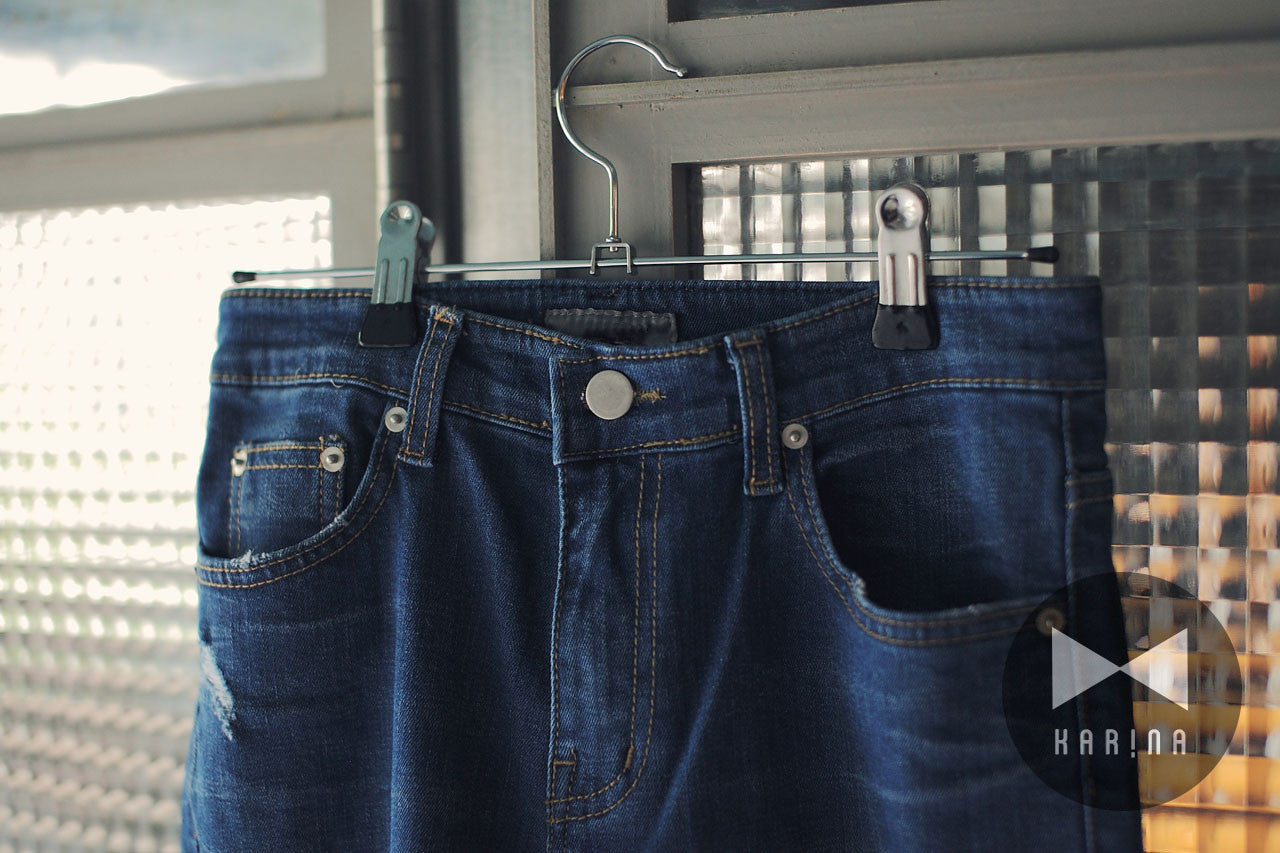 破損感窄型男友褲