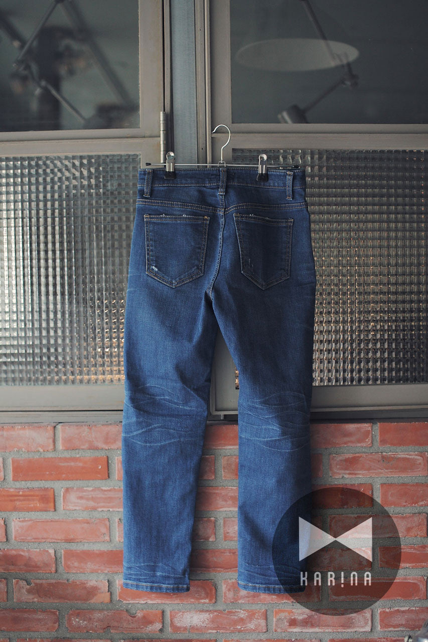 破損感窄型男友褲