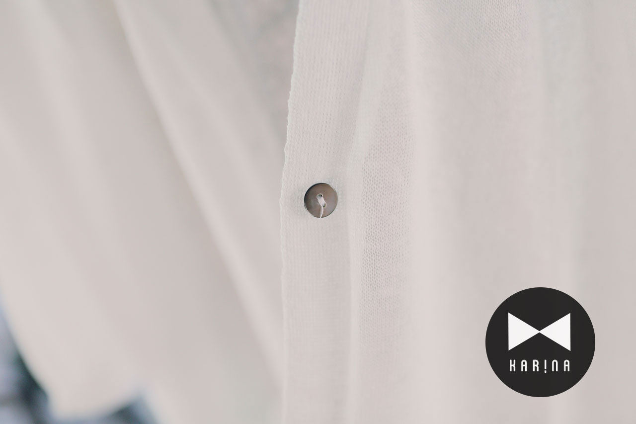 白色薄透寬鬆七分袖針織外套