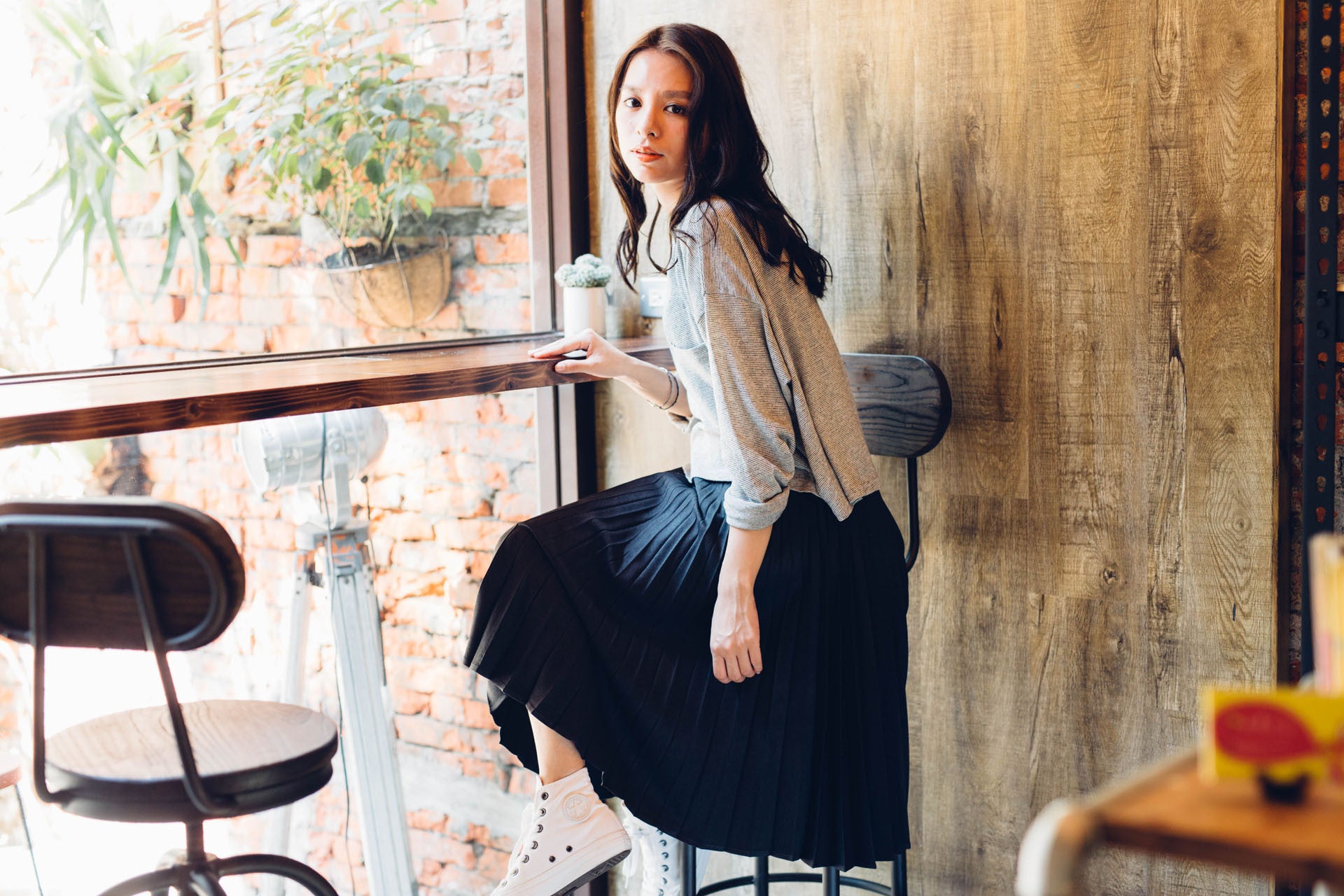 隨性寬版長袖上衣(兩色)