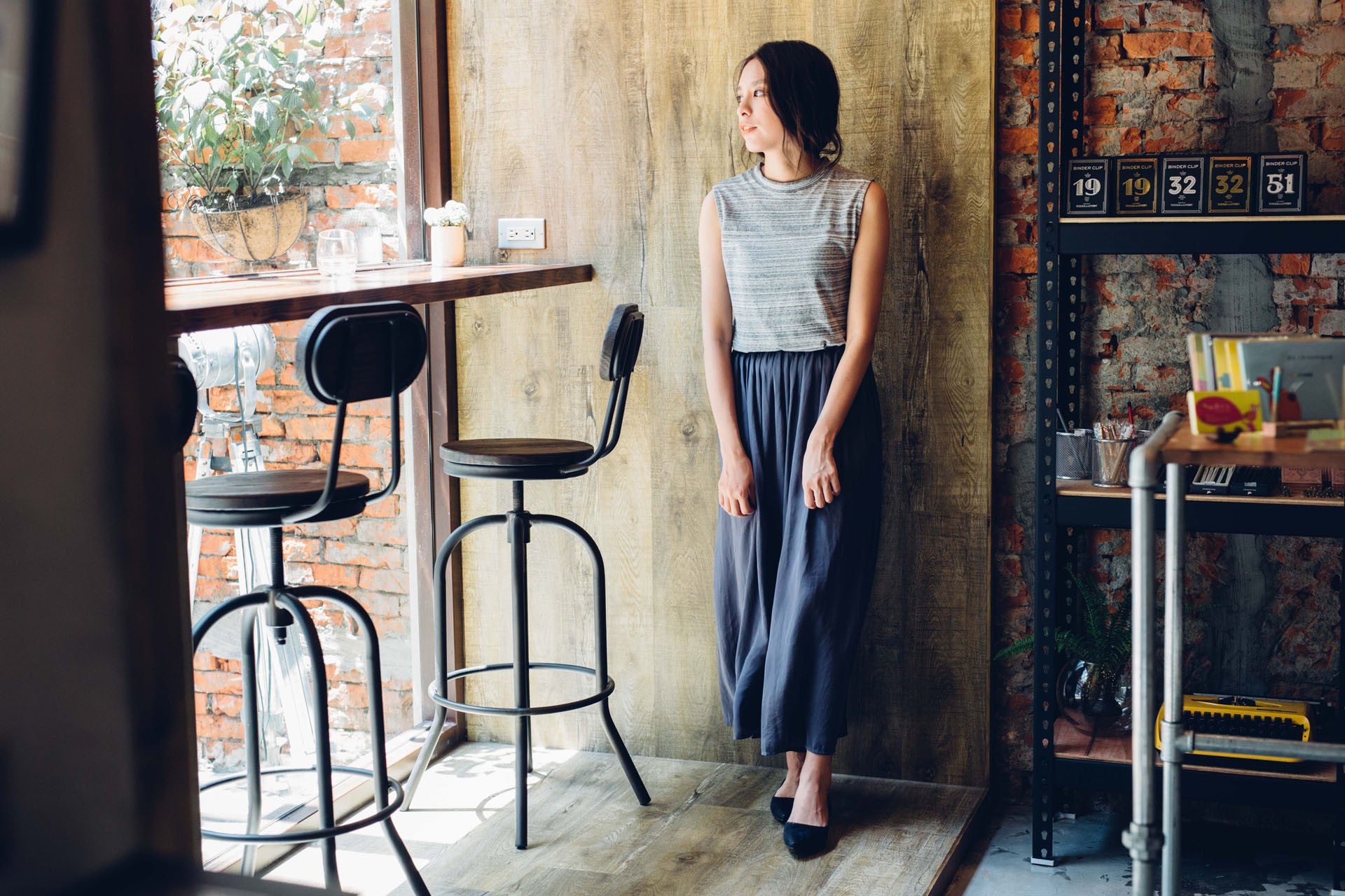 鐵灰飄逸涼感褲裙