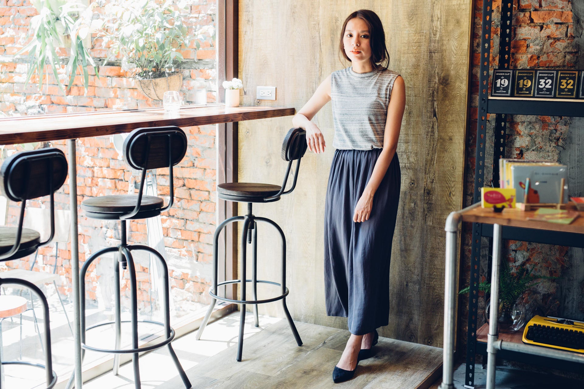 鐵灰飄逸涼感褲裙