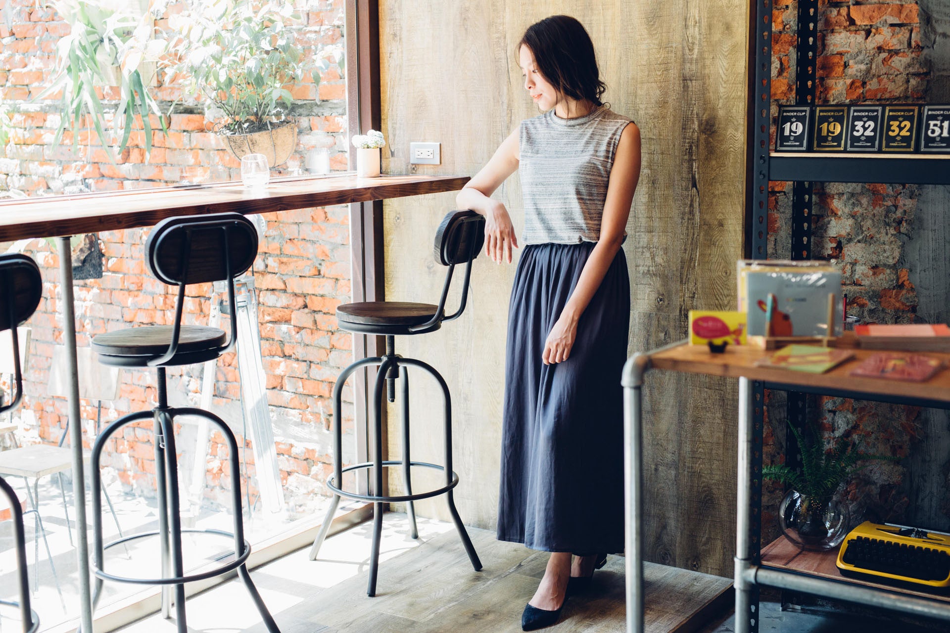 鐵灰飄逸涼感褲裙