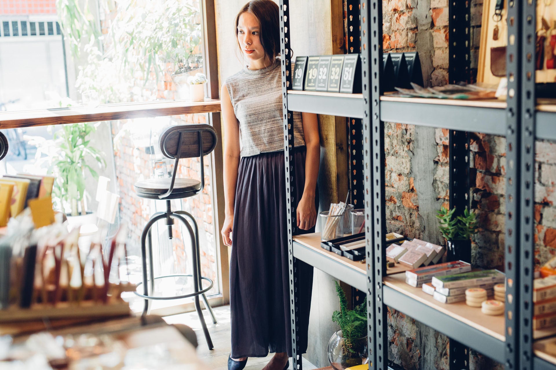 鐵灰飄逸涼感褲裙