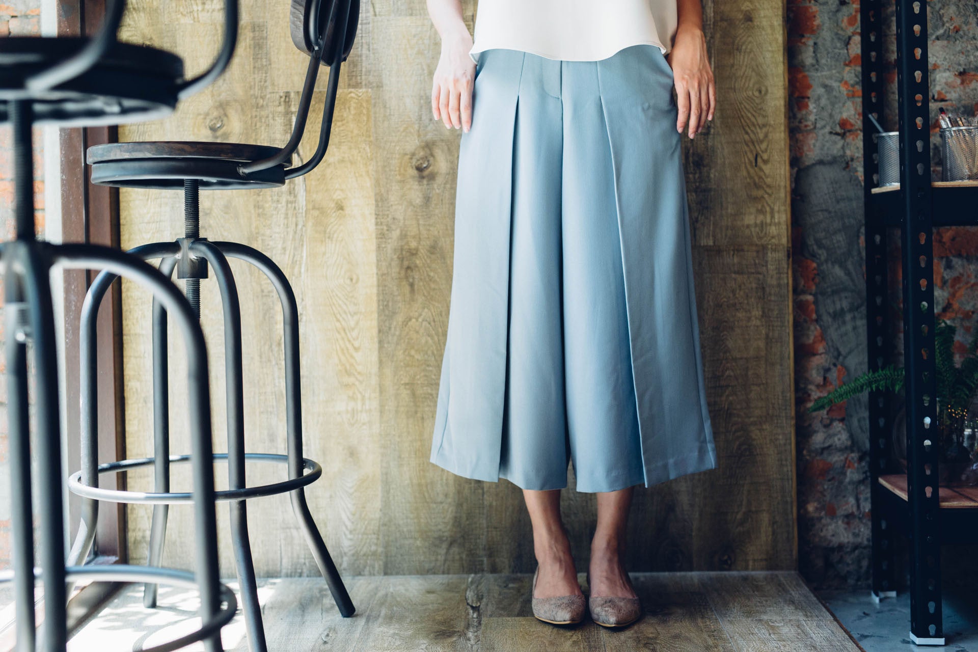 雙活褶八分寬褲(兩色)