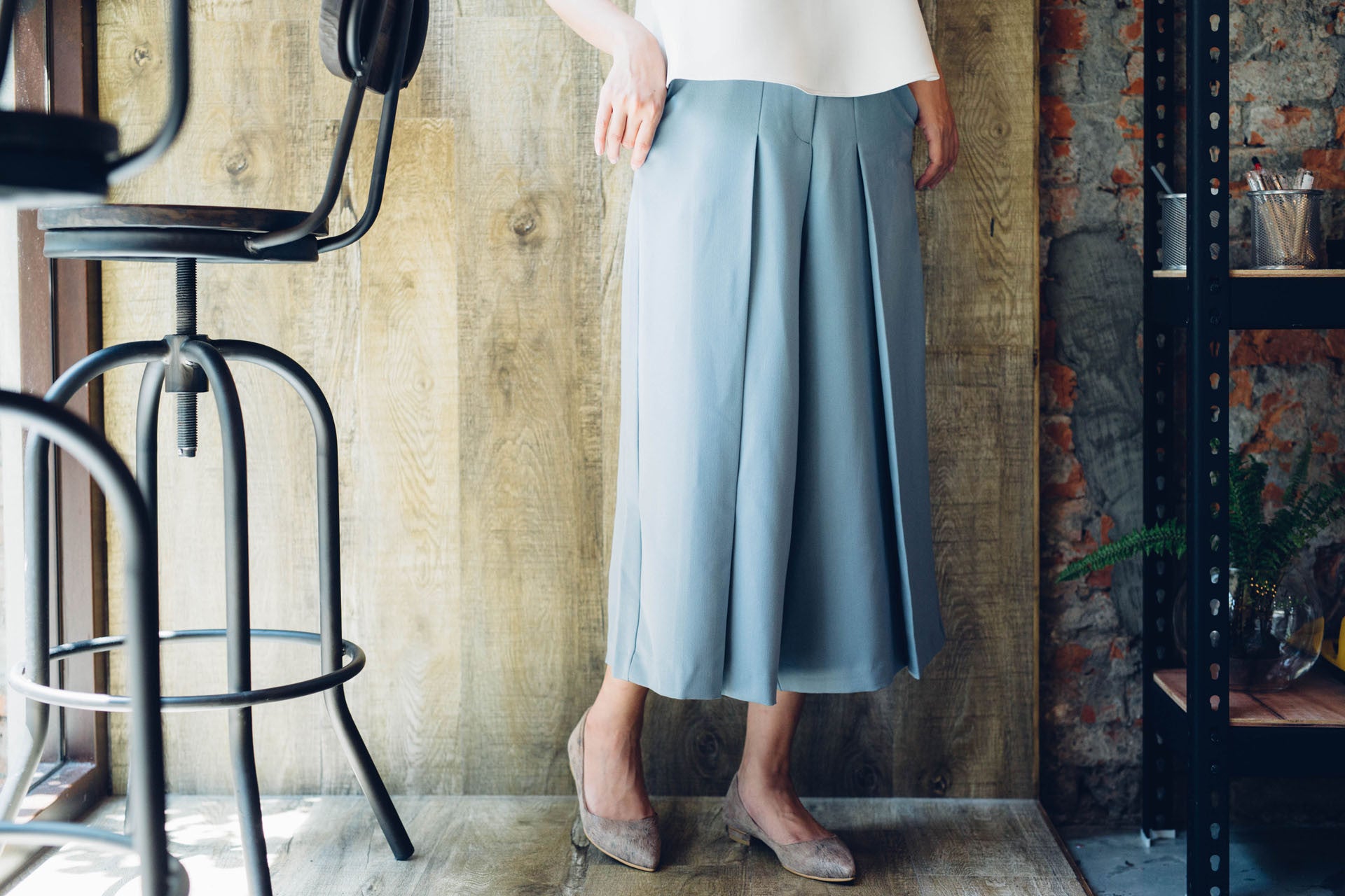 雙活褶八分寬褲(兩色)