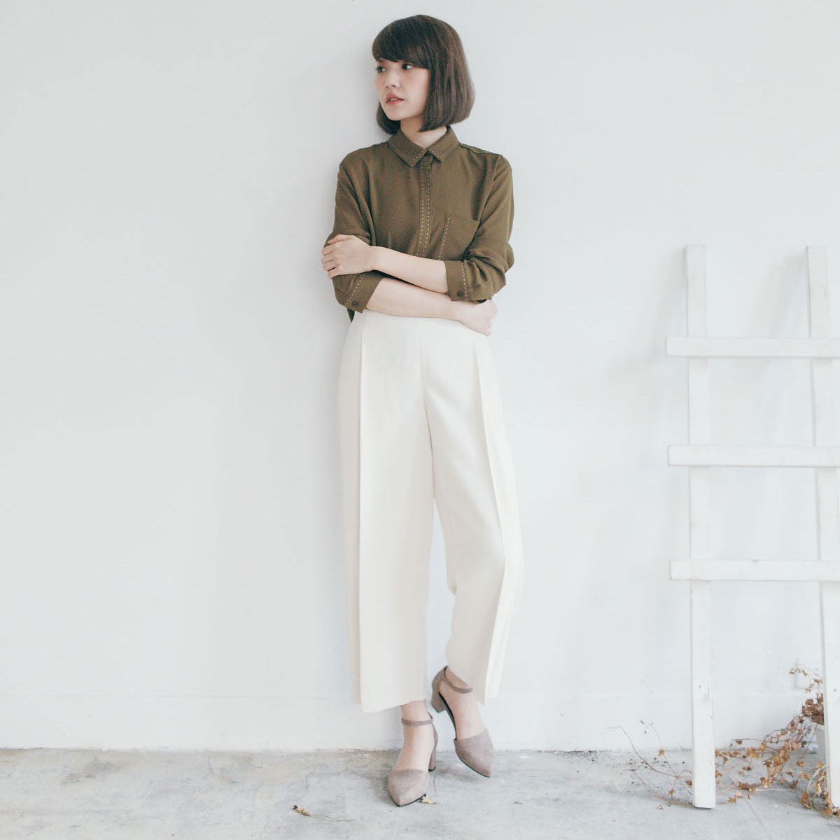 質感打褶九分寬褲(兩色)