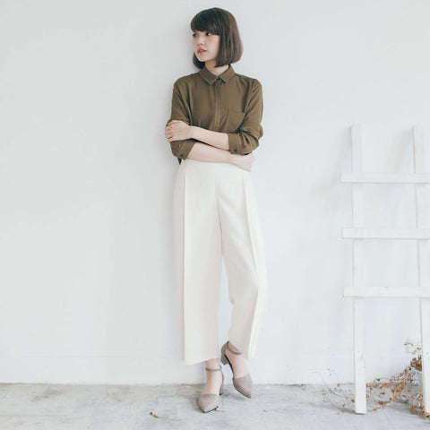 質感打褶九分寬褲(兩色)