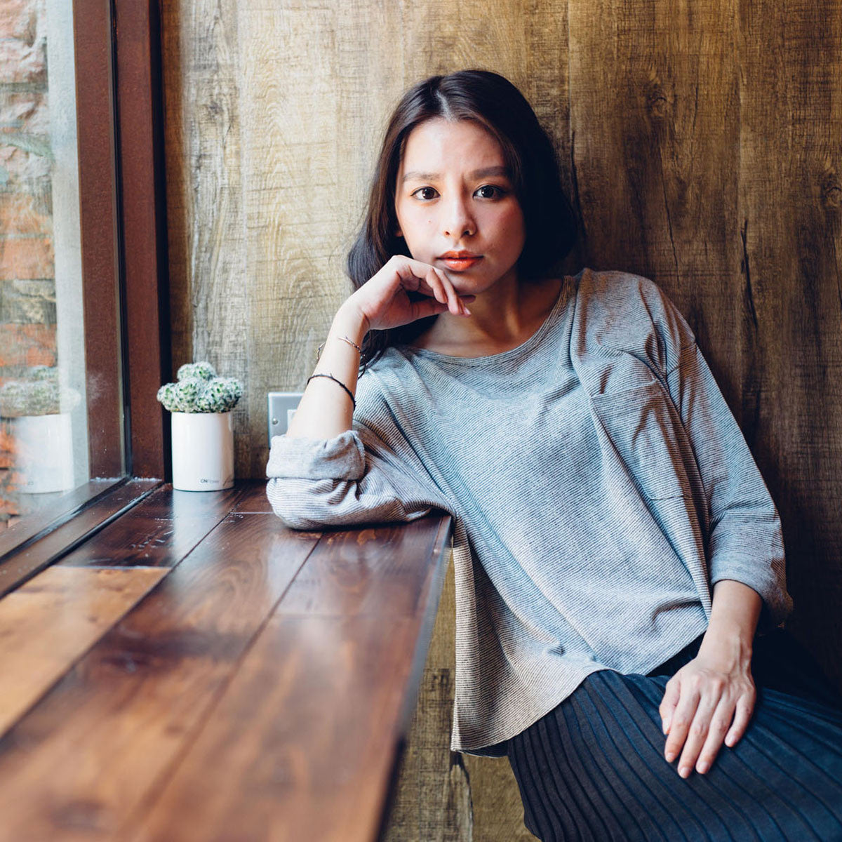 隨性寬版長袖上衣(兩色)