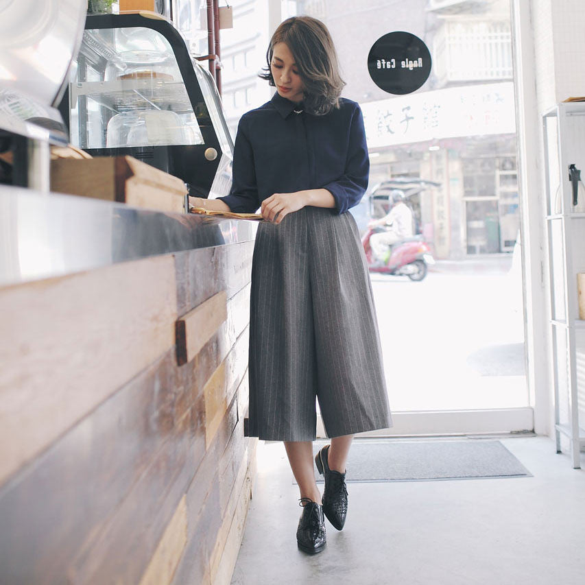 條紋七分寬褲(兩色)