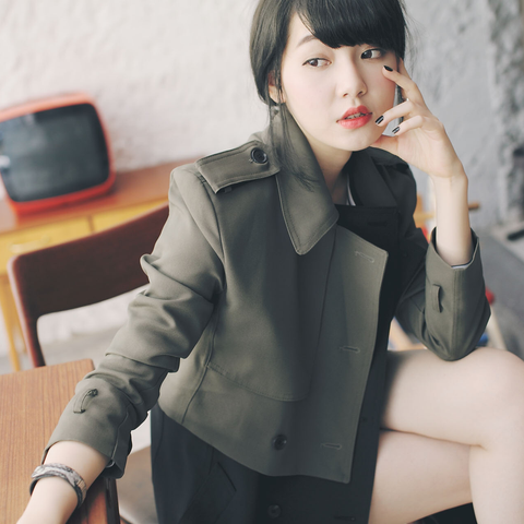 4Way撞色挺版風衣-綠/黑