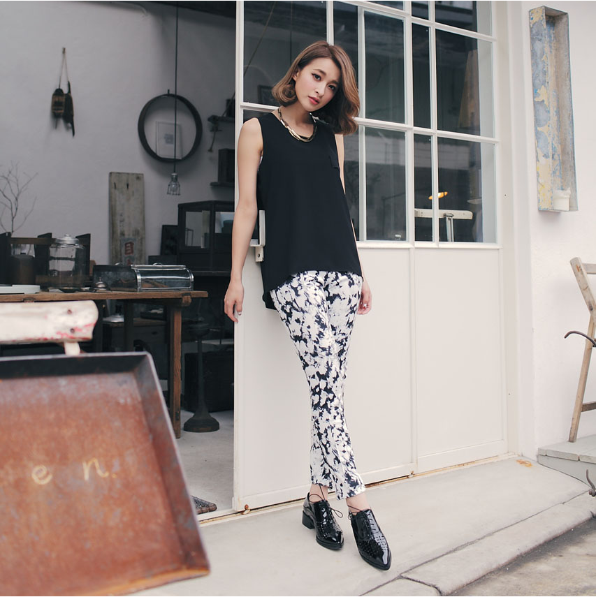 個性印花高腰長褲