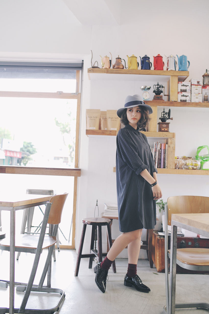 條紋襯衫式洋裝