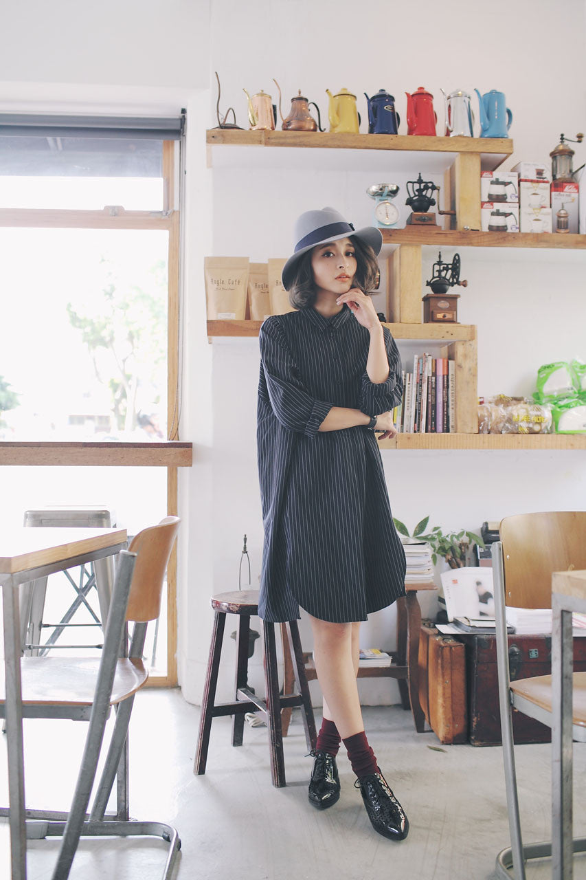 條紋襯衫式洋裝