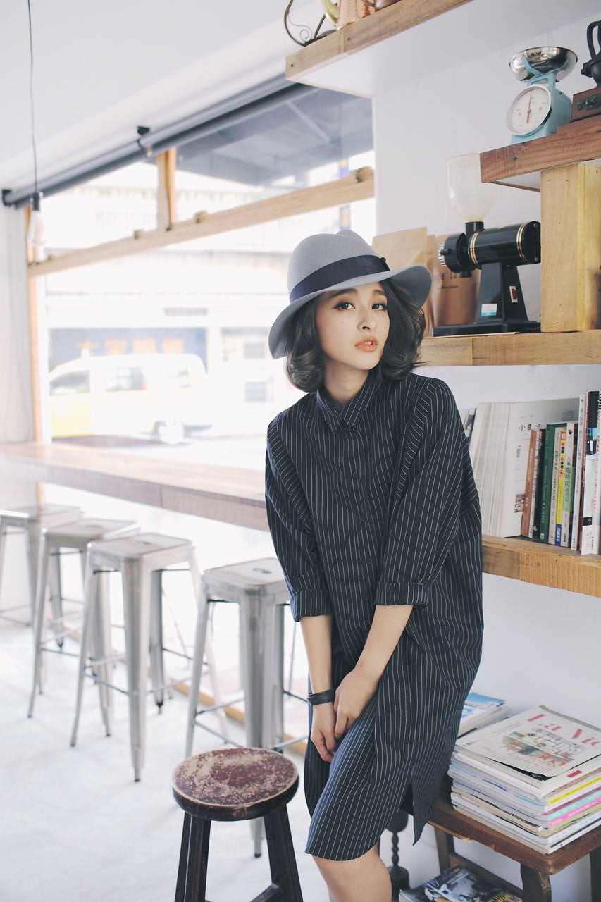 條紋襯衫式洋裝