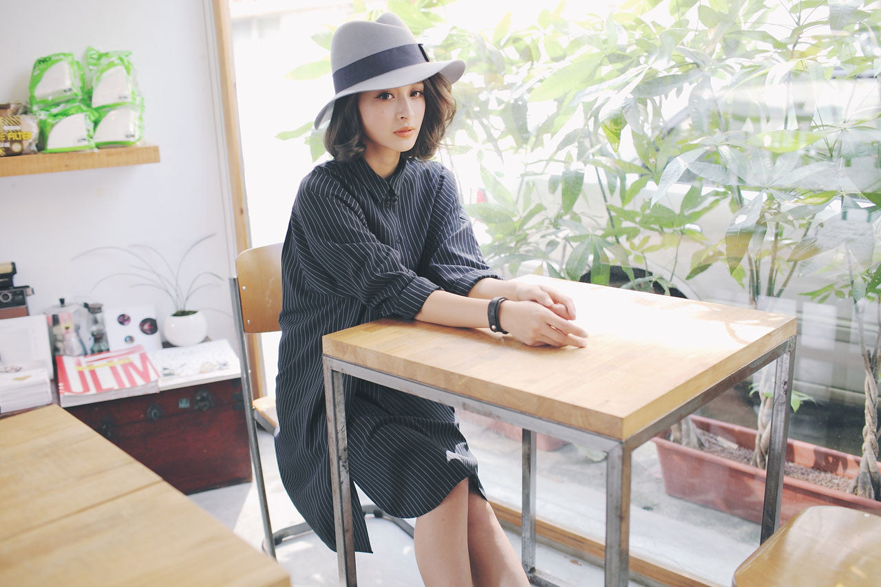 條紋襯衫式洋裝