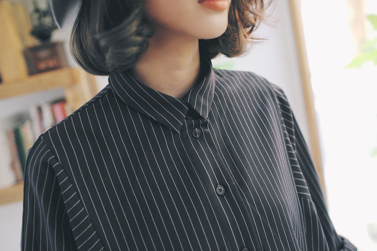 條紋襯衫式洋裝