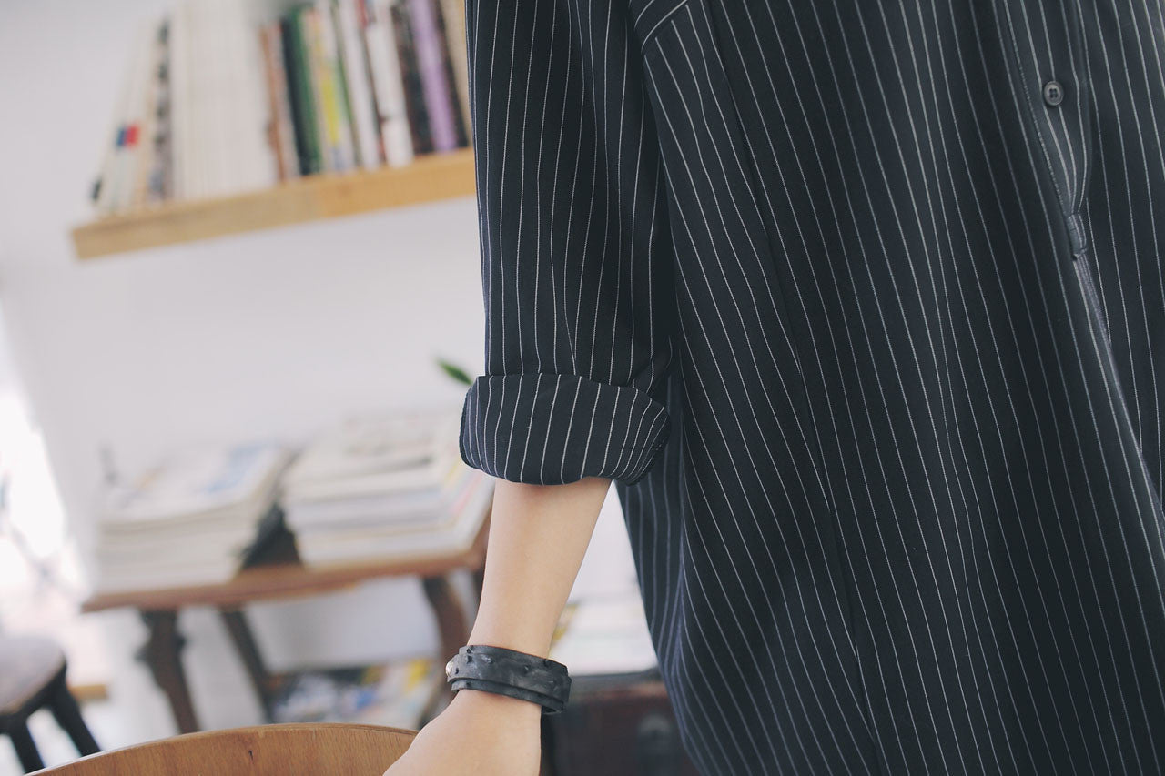 條紋襯衫式洋裝