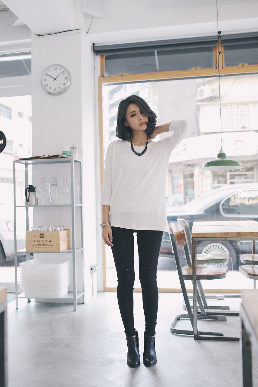 柔軟七分袖上衣(兩色)