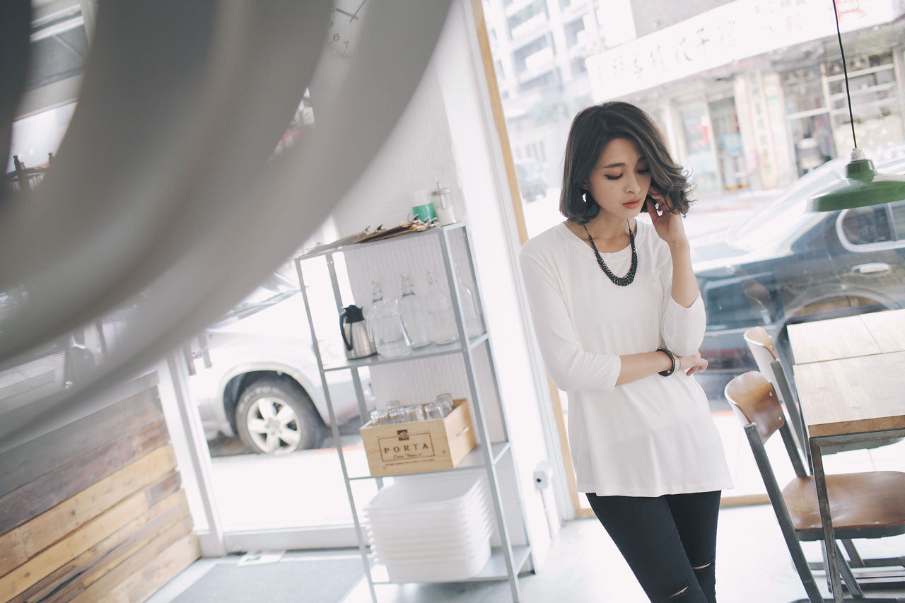 柔軟七分袖上衣(兩色)