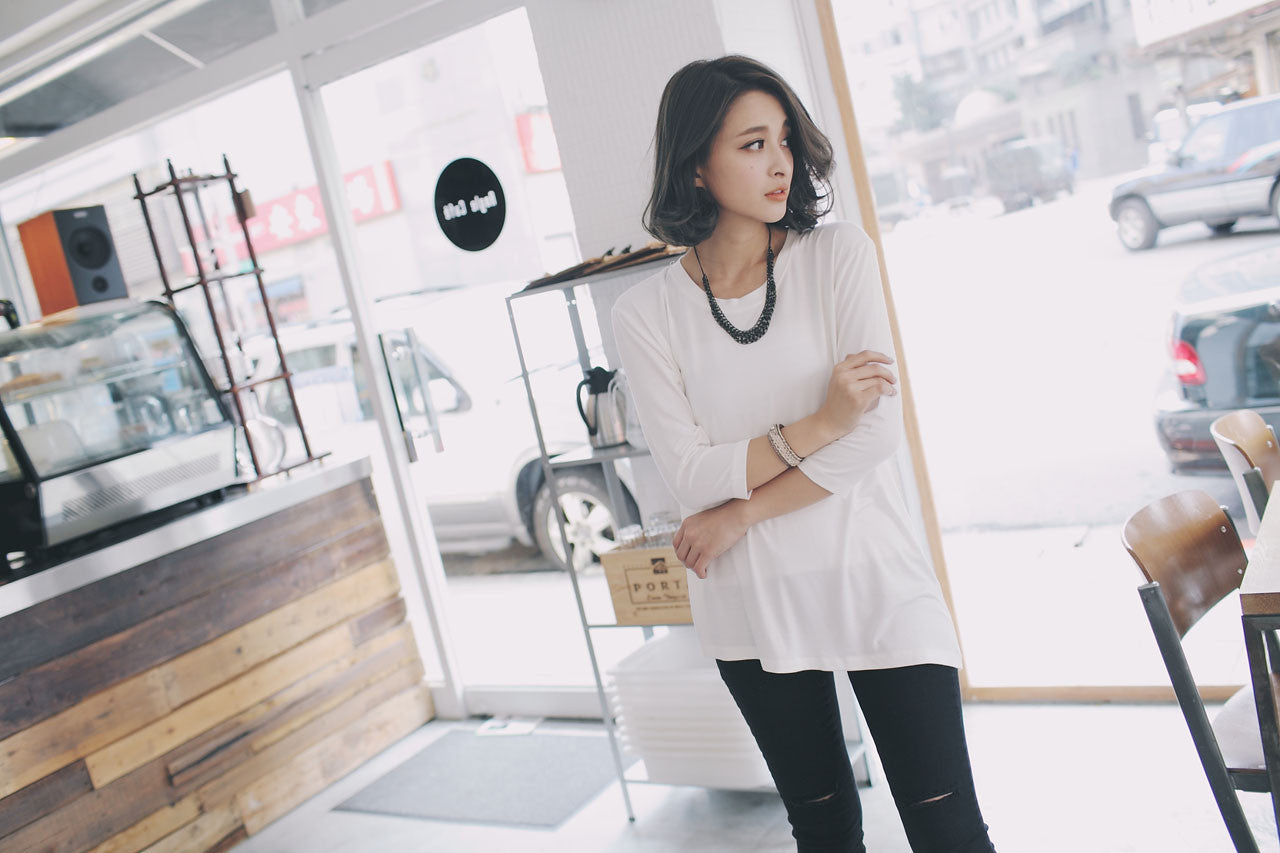 柔軟七分袖上衣(兩色)