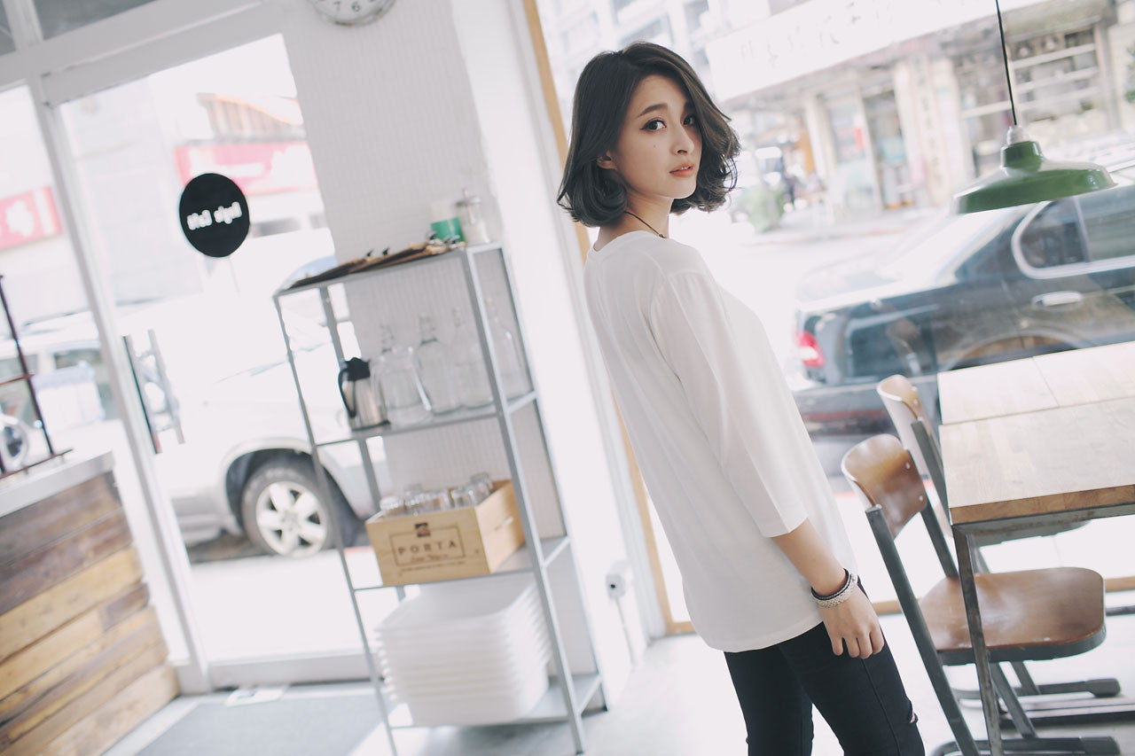 柔軟七分袖上衣(兩色)