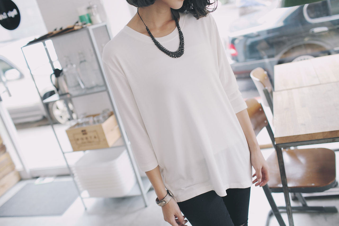 柔軟七分袖上衣(兩色)