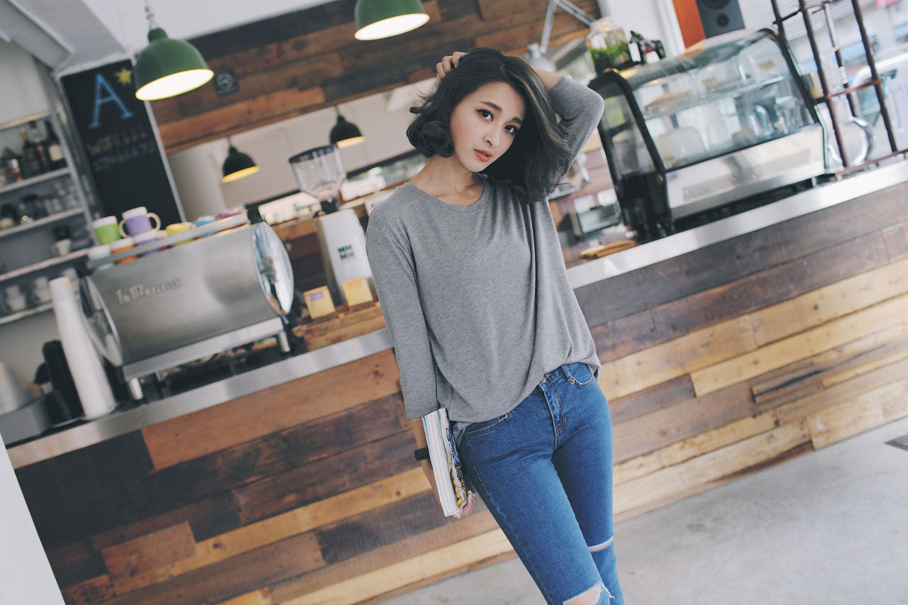 柔軟七分袖上衣(兩色)