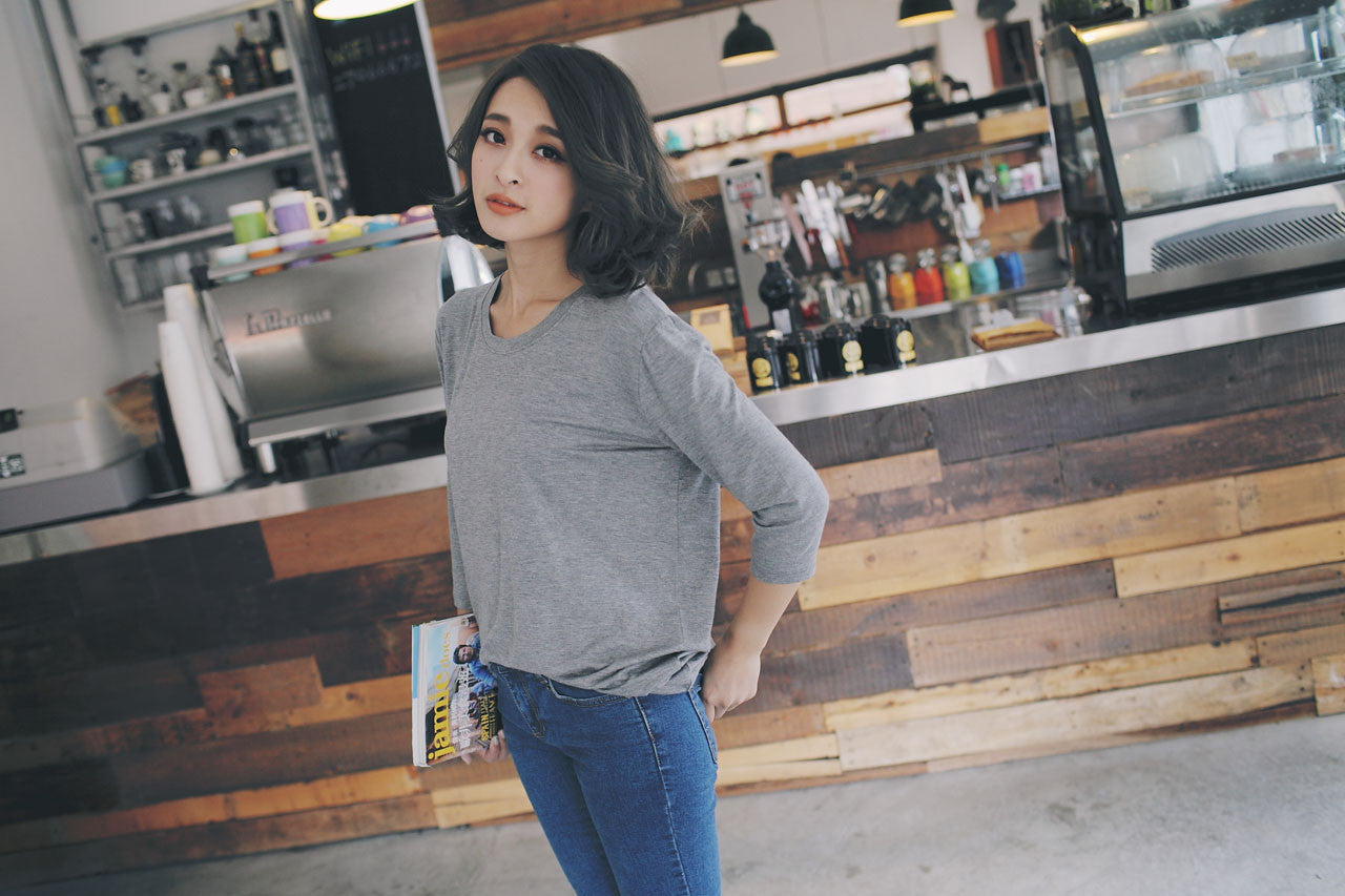 柔軟七分袖上衣(兩色)