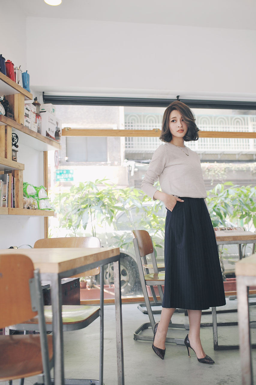 條紋七分寬褲(兩色)