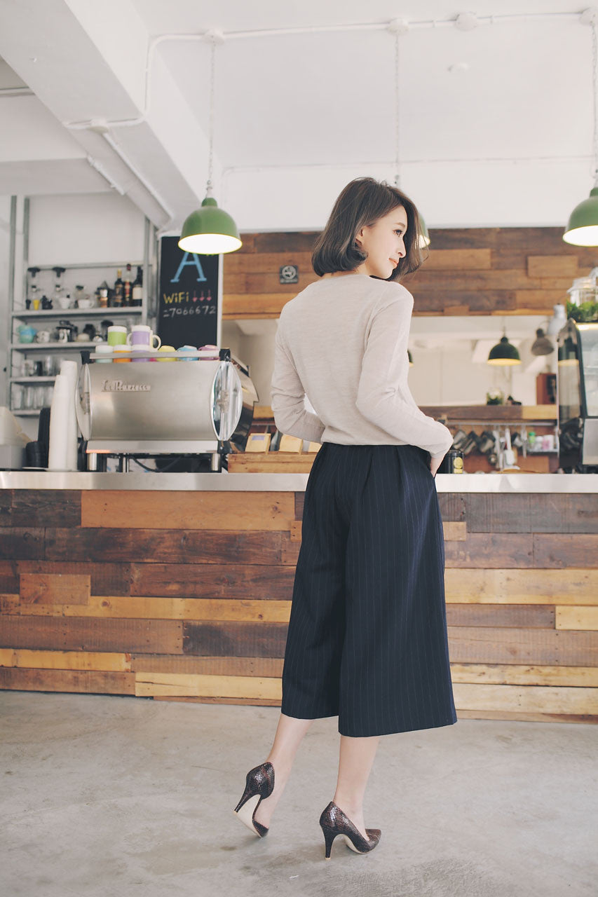 條紋七分寬褲(兩色)