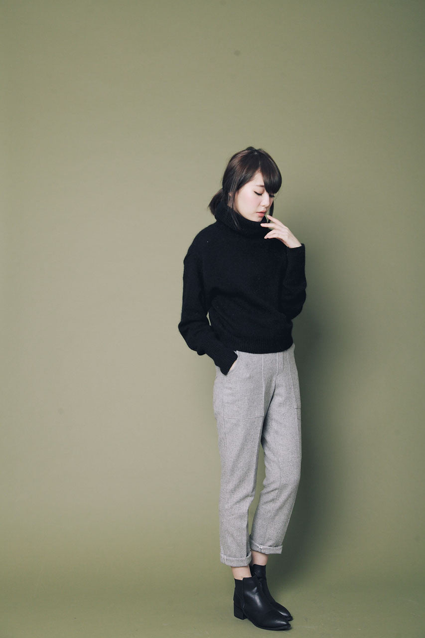 素面高領羊毛毛衣(兩色)