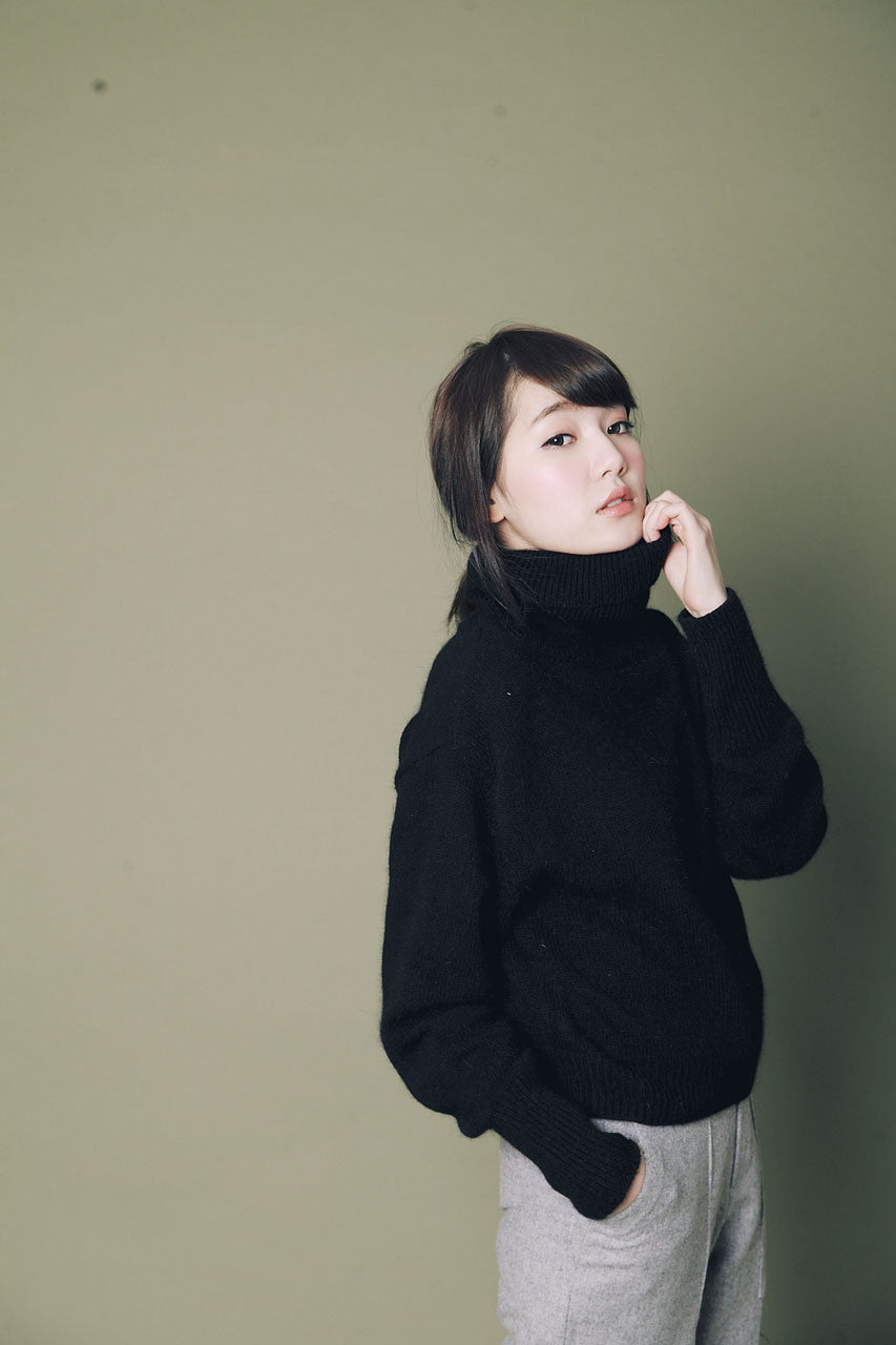 素面高領羊毛毛衣(兩色)