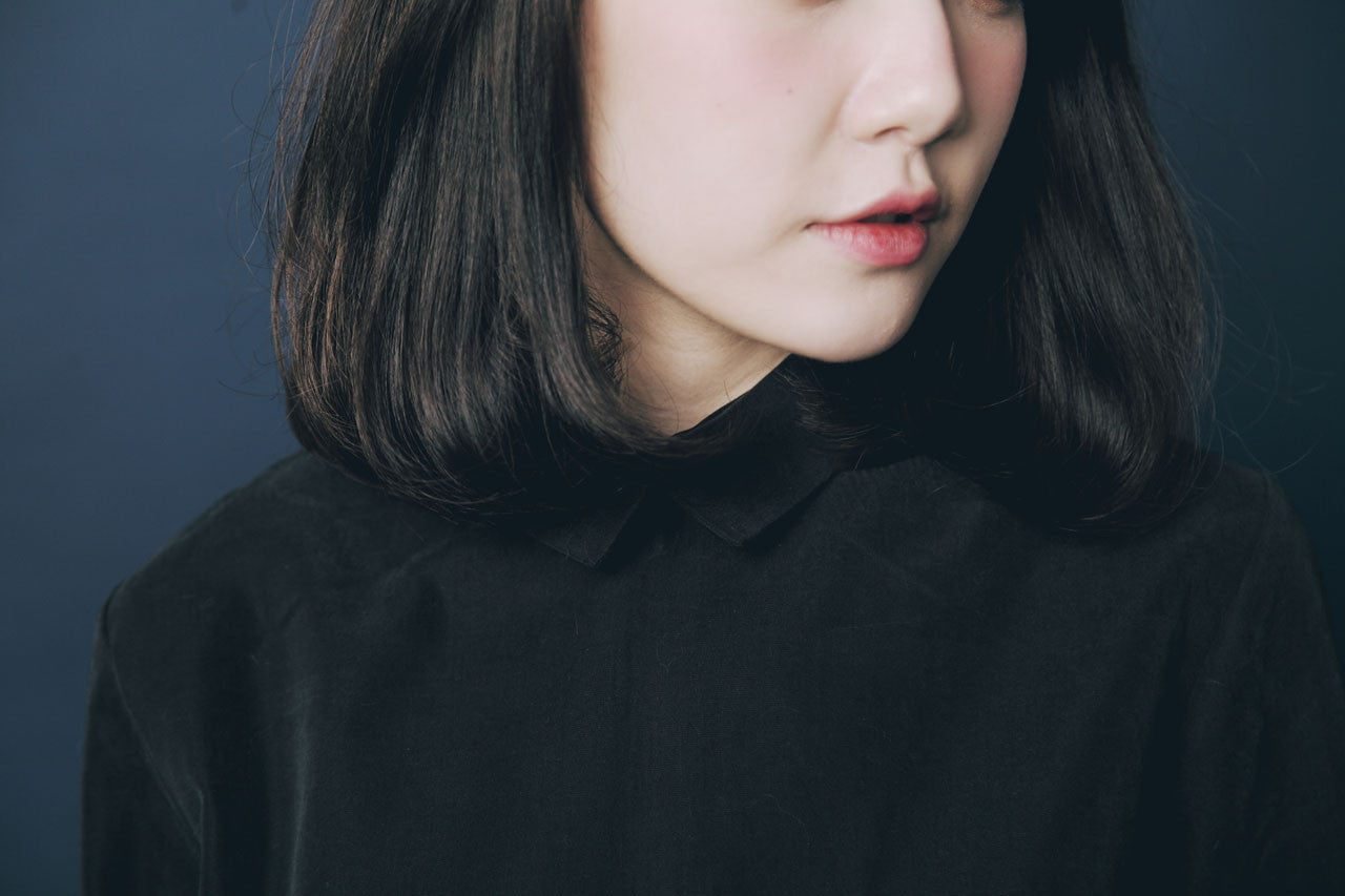 小領子蜜桃絨上衣-黑