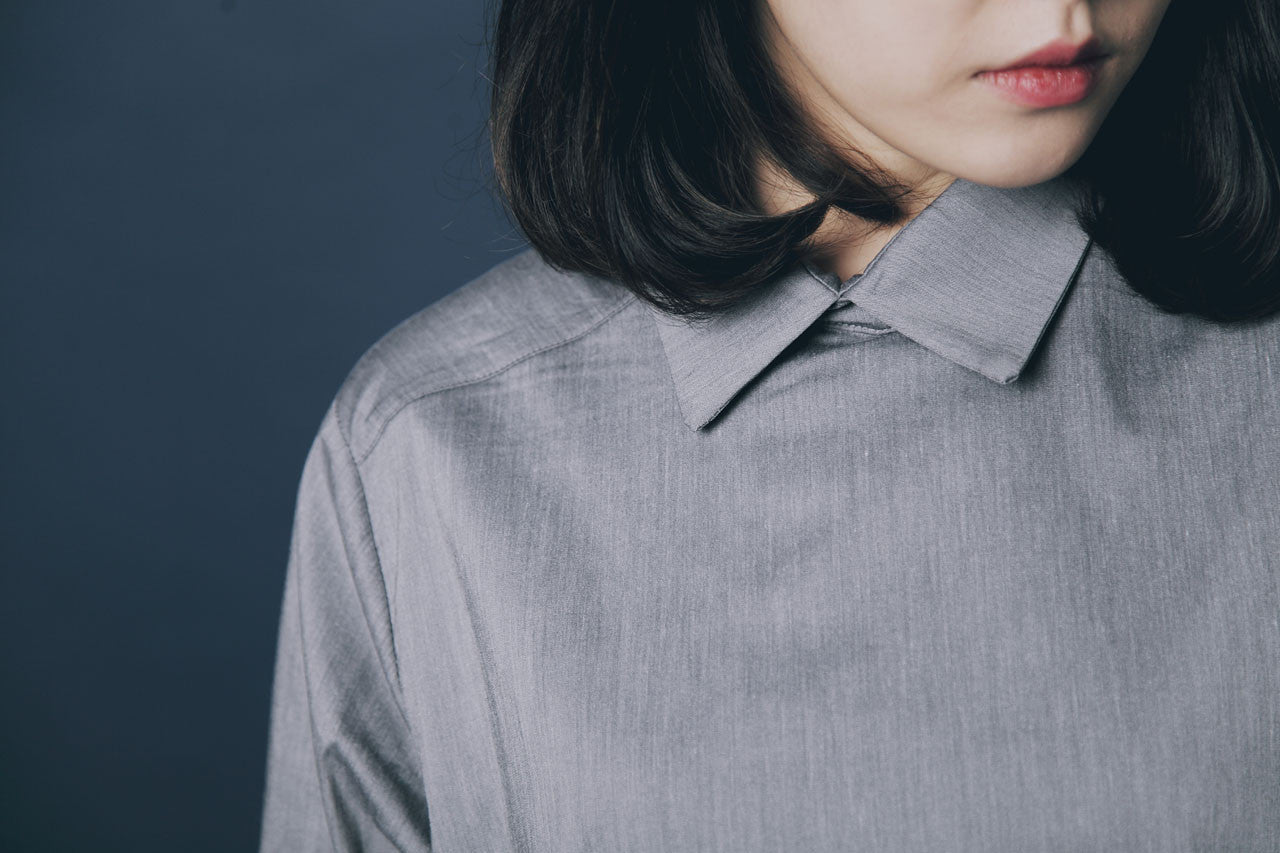 灰色拼接造型襯衫