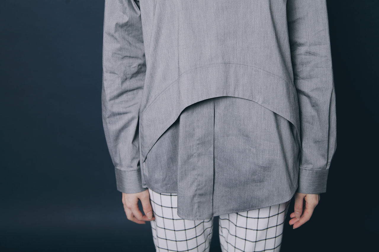 灰色拼接造型襯衫