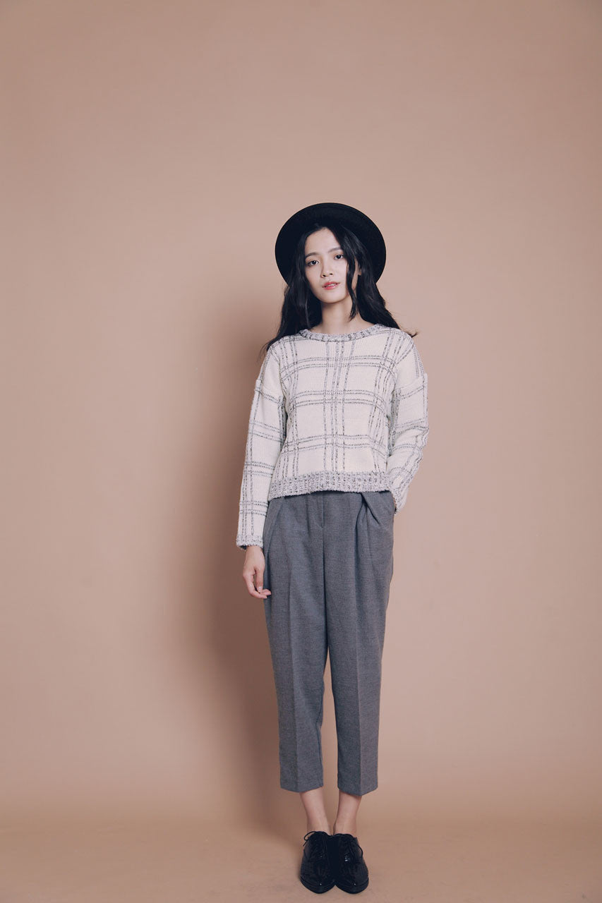 側斜壓折九分西褲