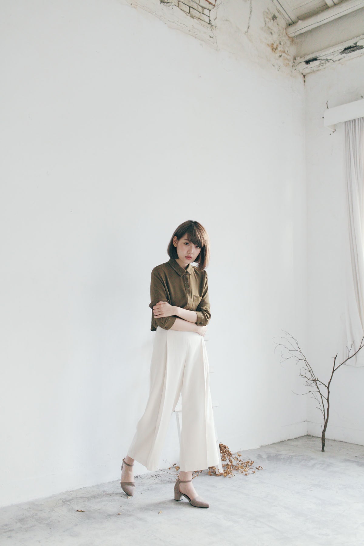 質感打褶九分寬褲(兩色)