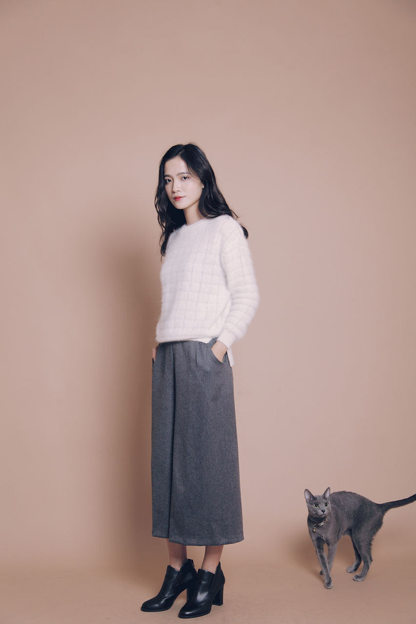 方格壓紋羊毛衣(三色)