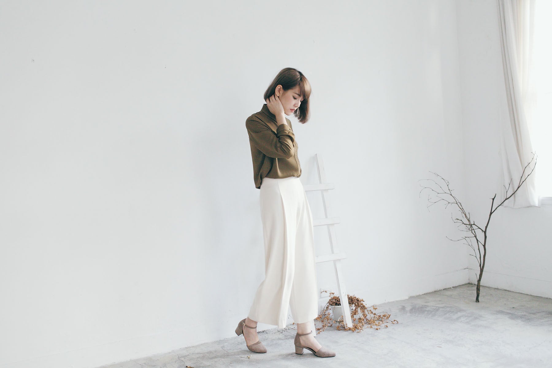 質感打褶九分寬褲(兩色)