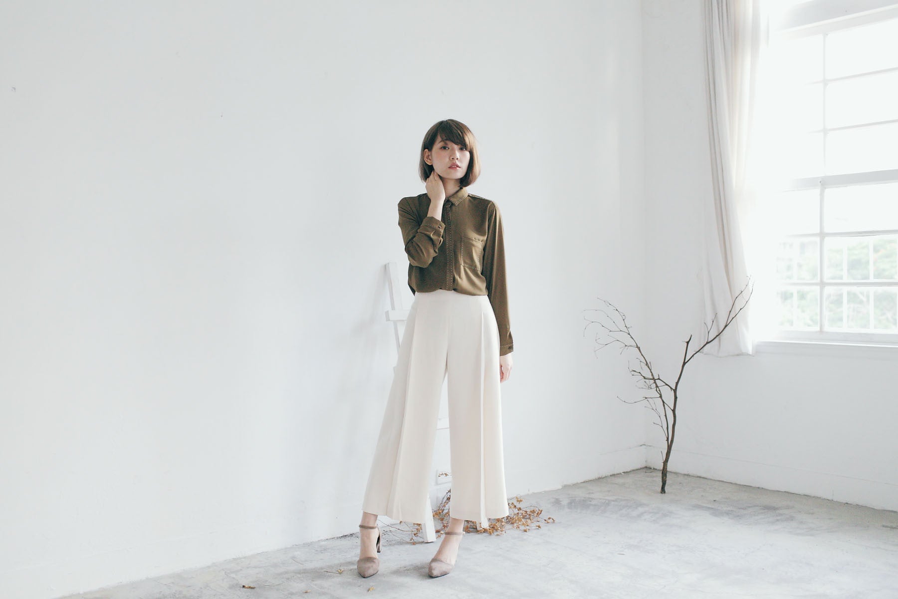 質感打褶九分寬褲(兩色)