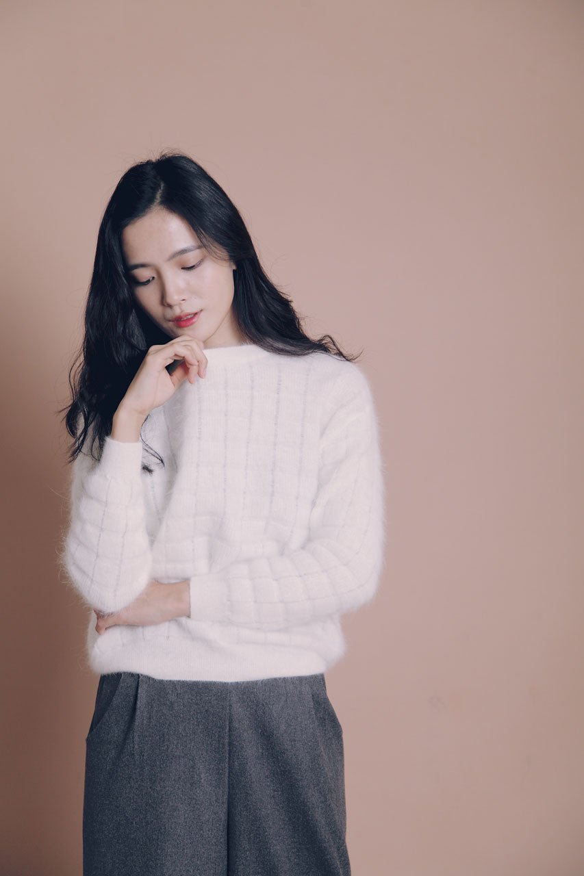 方格壓紋羊毛衣(三色)