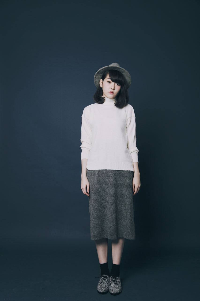 薄軟高領毛線衣-混灰