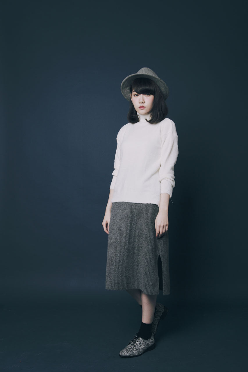薄軟高領毛線衣-混灰